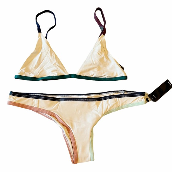 TAVIK Bikini Set Zepplin Top Jayden Bottom Color Block Tapioca Large NWT - Picture 11 of 12